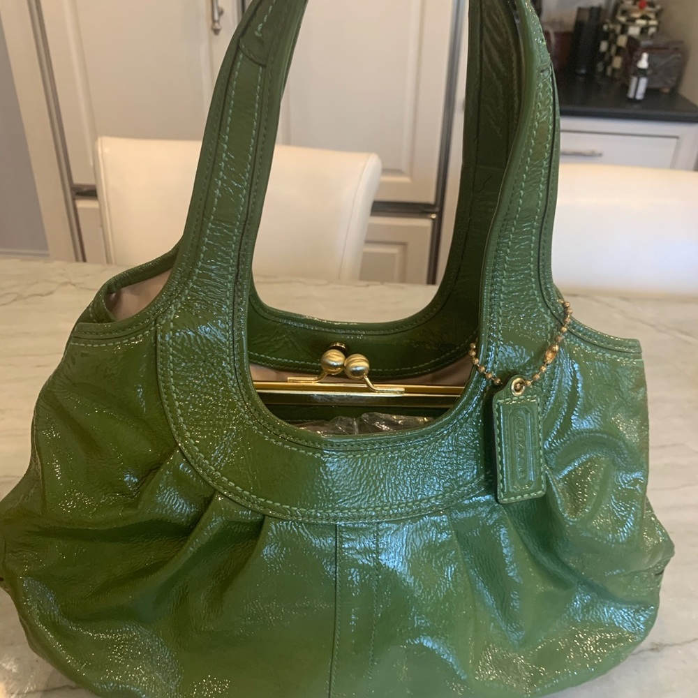 Coach patent leather green bag